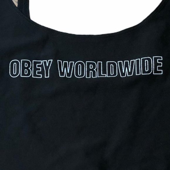 Obey Women's Black Worldwide Outline 1 Piece Swim - Picture 4 of 4